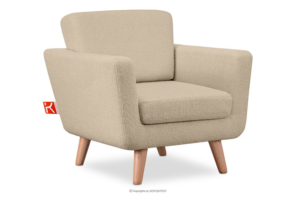 TAGIO Beiger skandinavischer Sessel Bouclé beige - Foto 2
