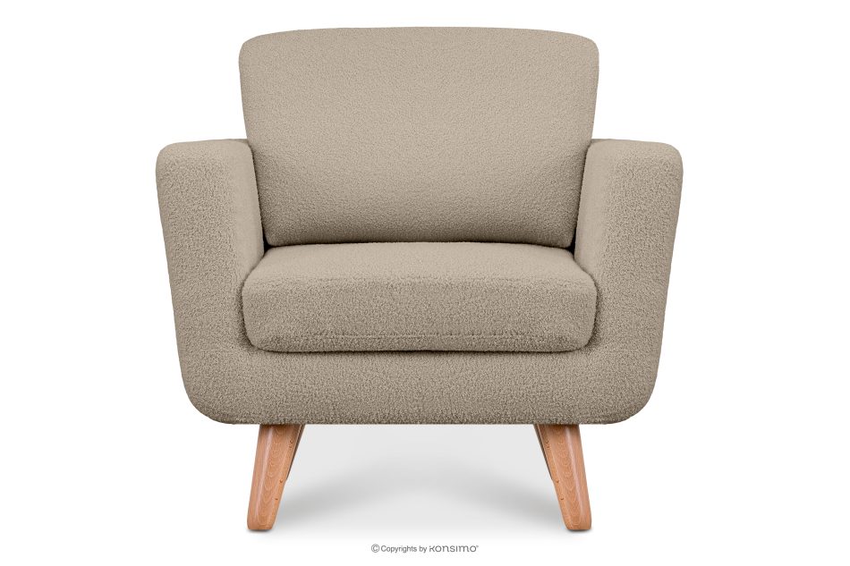 TAGIO Graubeige skandinavischer Sessel Bouclé graubeige - Foto 0