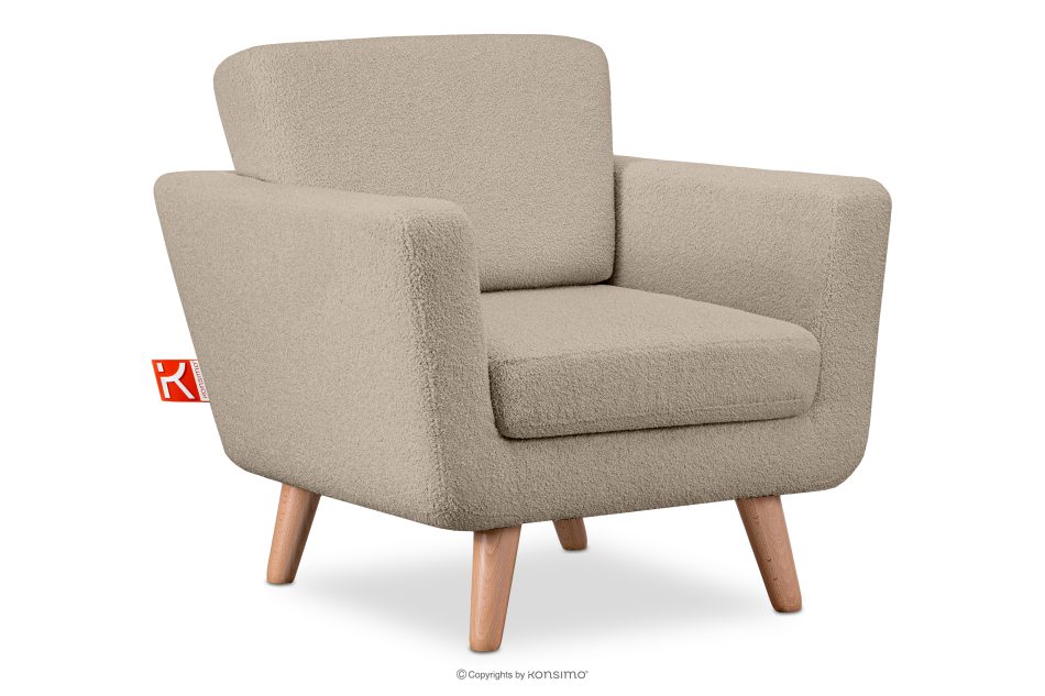 TAGIO Graubeige skandinavischer Sessel Bouclé graubeige - Foto 2