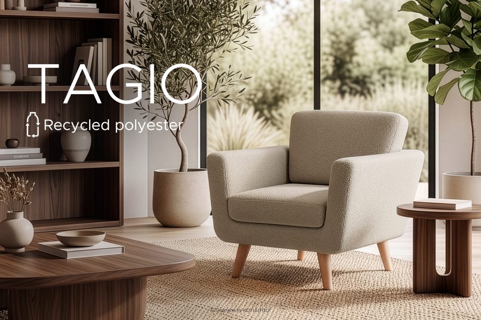 TAGIO Graubeige skandinavischer Sessel Bouclé graubeige - Foto 14