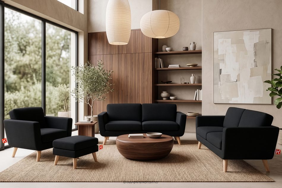 TAGIO Schwarzes skandinavisches 2-Sitzer-Sofa schwarz - Foto 11