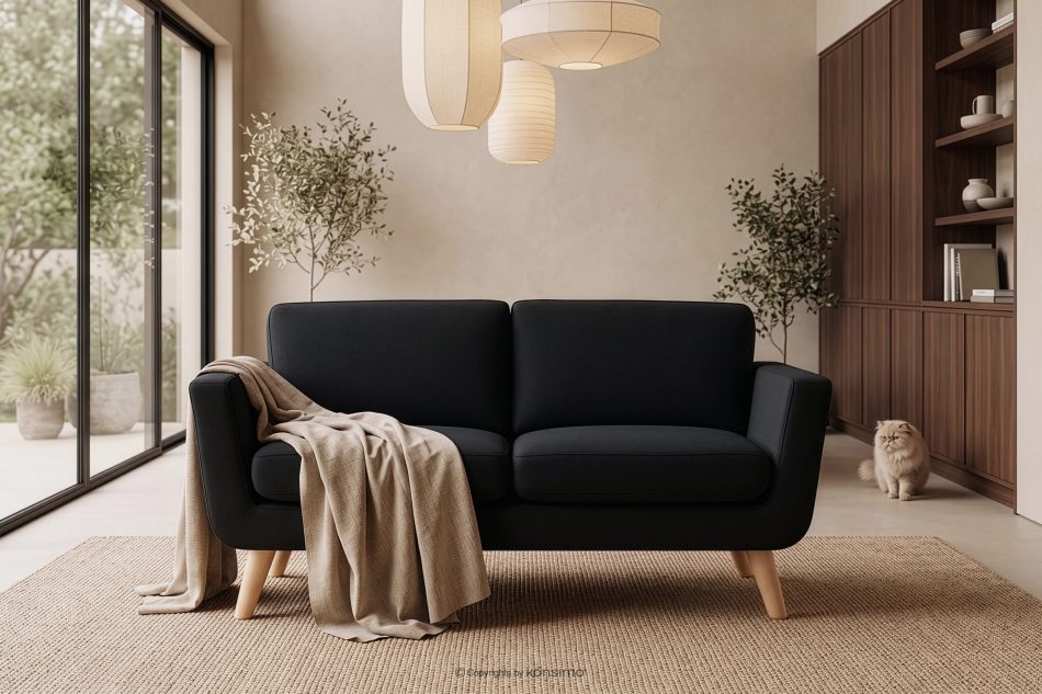 TAGIO Schwarzes skandinavisches 2-Sitzer-Sofa schwarz - Foto 12