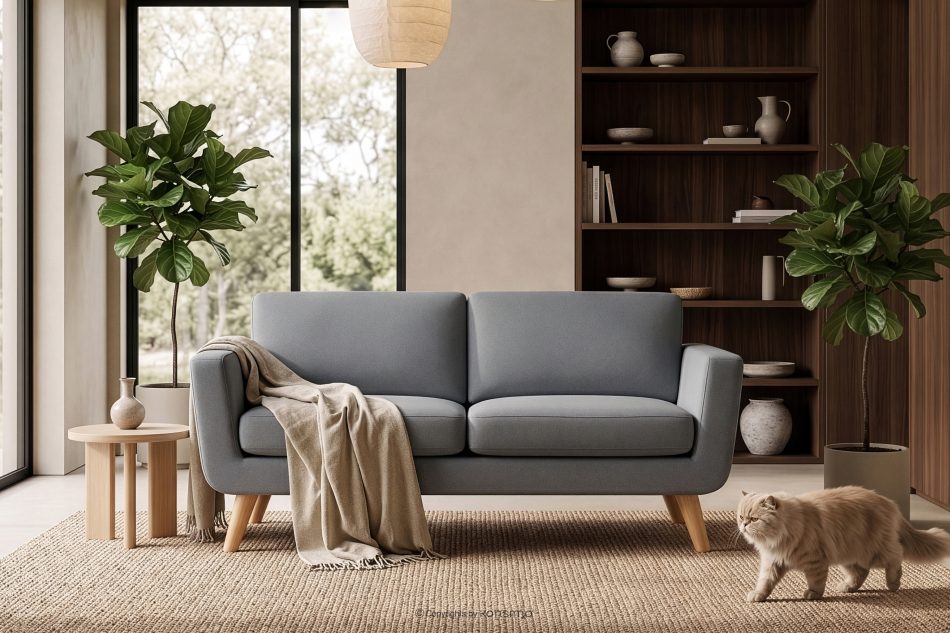 TAGIO Graues skandinavisches 2-Sitzer-Sofa grau - Foto 12