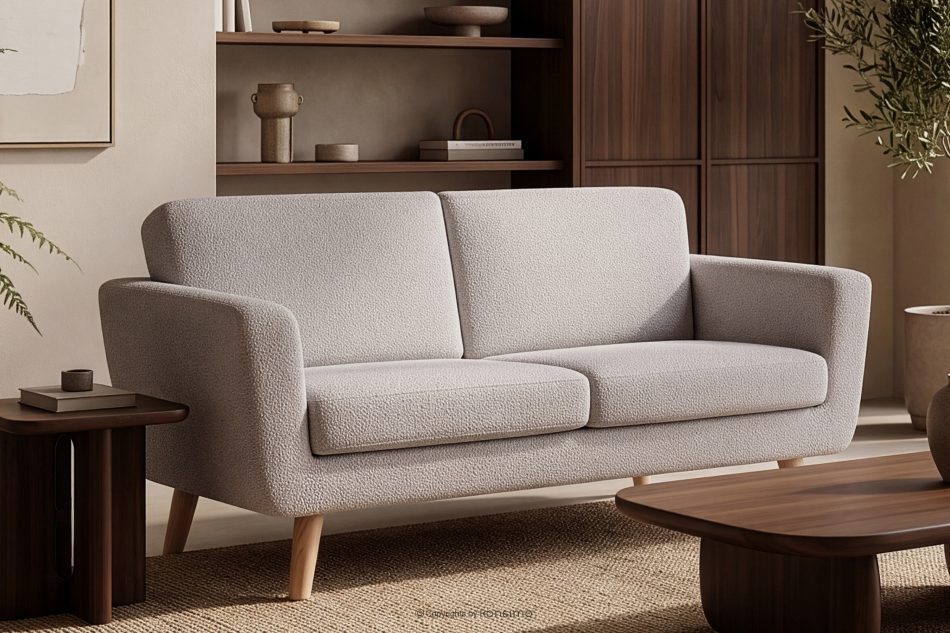 TAGIO Hellgrau skandinavisches 2-Sitzer-Sofa Bouclé hellgrau - Foto 1