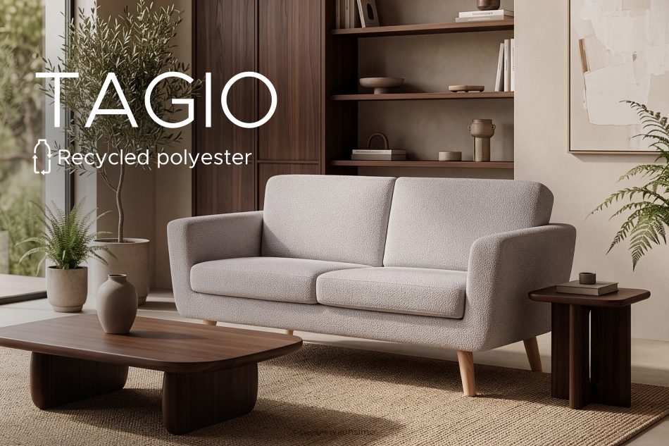 TAGIO Hellgrau skandinavisches 2-Sitzer-Sofa Bouclé hellgrau - Foto 14