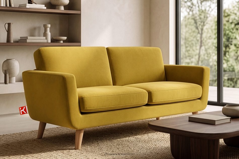 TAGIO Gelbes skandinavisches 2-Sitzer-Sofa gelb - Foto 1