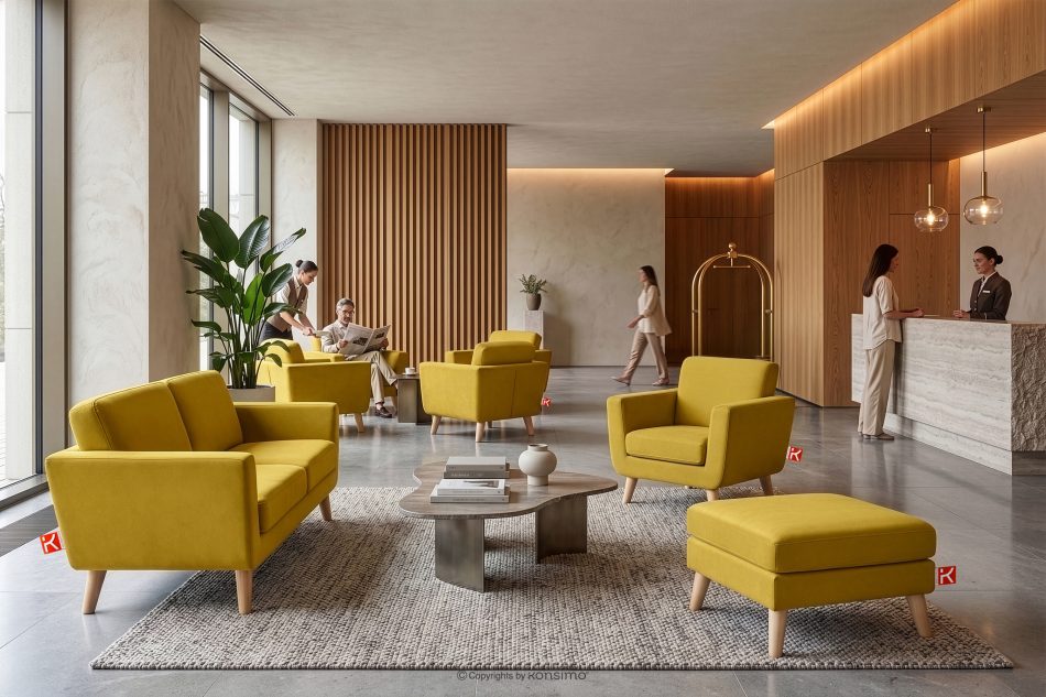 TAGIO Gelbes skandinavisches 2-Sitzer-Sofa gelb - Foto 13