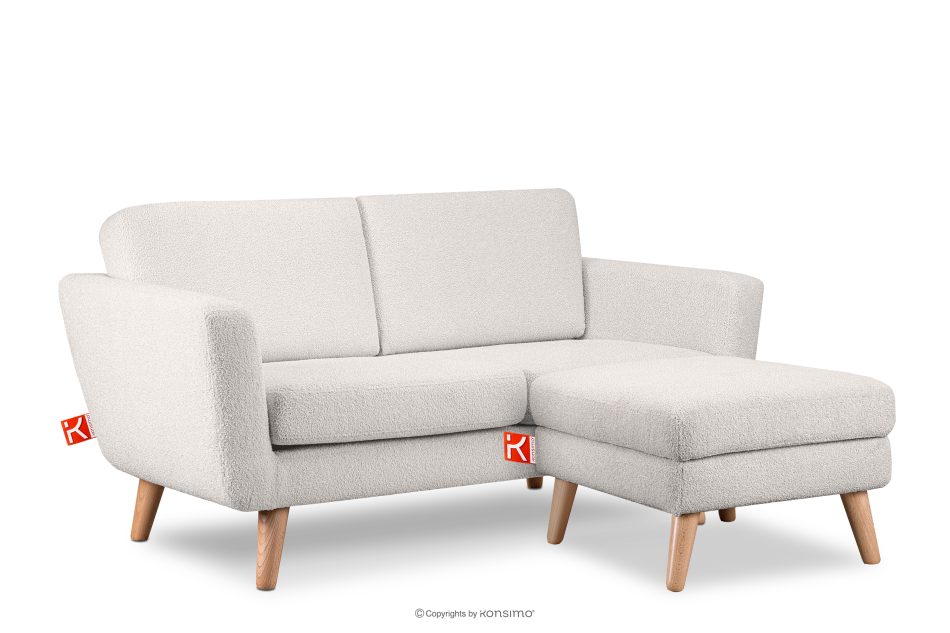 TAGIO Weißes skandinavisches 2-Sitzer-Sofa Bouclé weiß - Foto 5