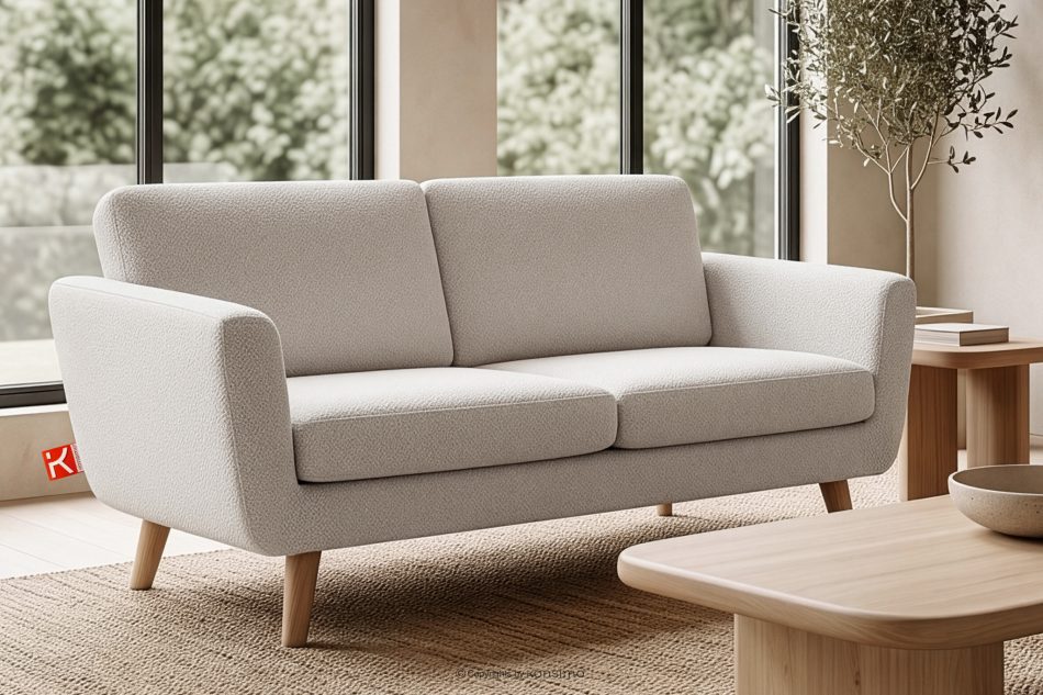 TAGIO Weißes skandinavisches 2-Sitzer-Sofa Bouclé weiß - Foto 1