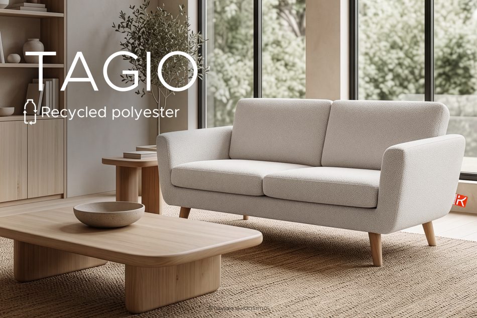 TAGIO Weißes skandinavisches 2-Sitzer-Sofa Bouclé weiß - Foto 14