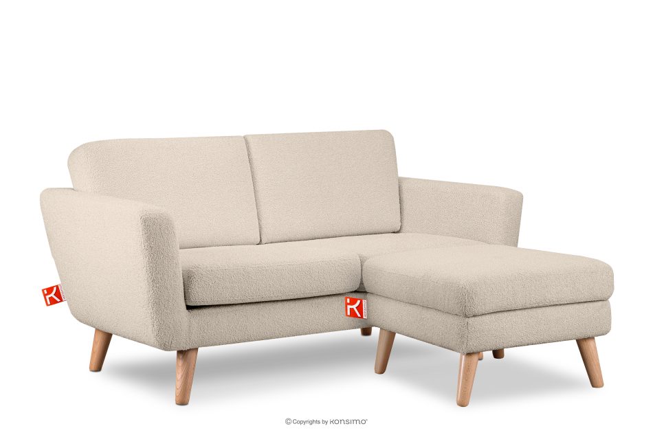 TAGIO Cremefarbenes skandinavisches 2-Sitzer-Sofa Bouclé creme - Foto 5