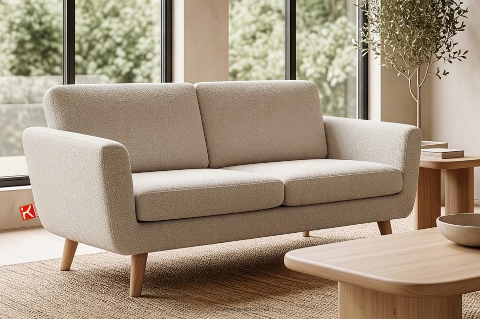 TAGIO Cremefarbenes skandinavisches 2-Sitzer-Sofa Bouclé creme - Foto 1