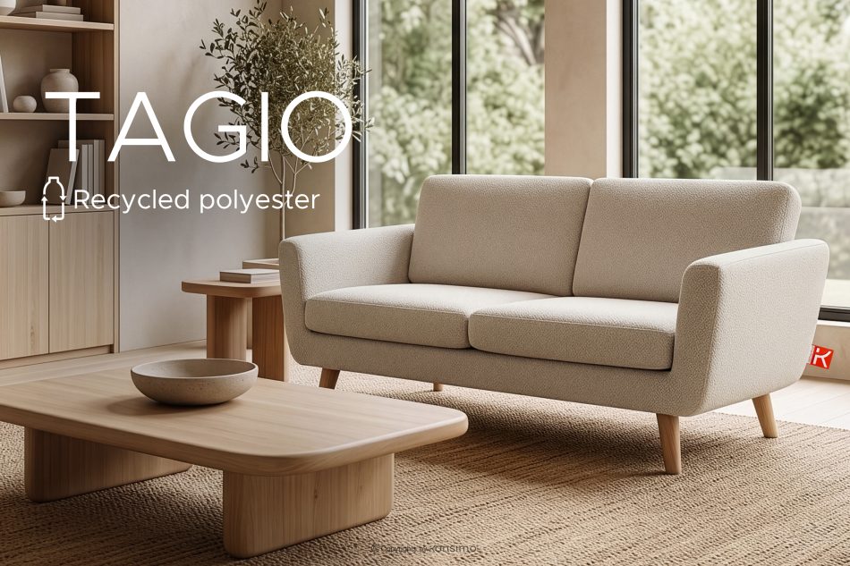 TAGIO Cremefarbenes skandinavisches 2-Sitzer-Sofa Bouclé creme - Foto 14