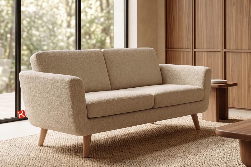 TAGIO Beiges skandinavisches 2-Sitzer-Sofa Bouclé beige - Foto 1