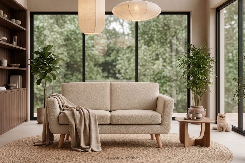 TAGIO Beiges skandinavisches 2-Sitzer-Sofa Bouclé beige - Foto 12