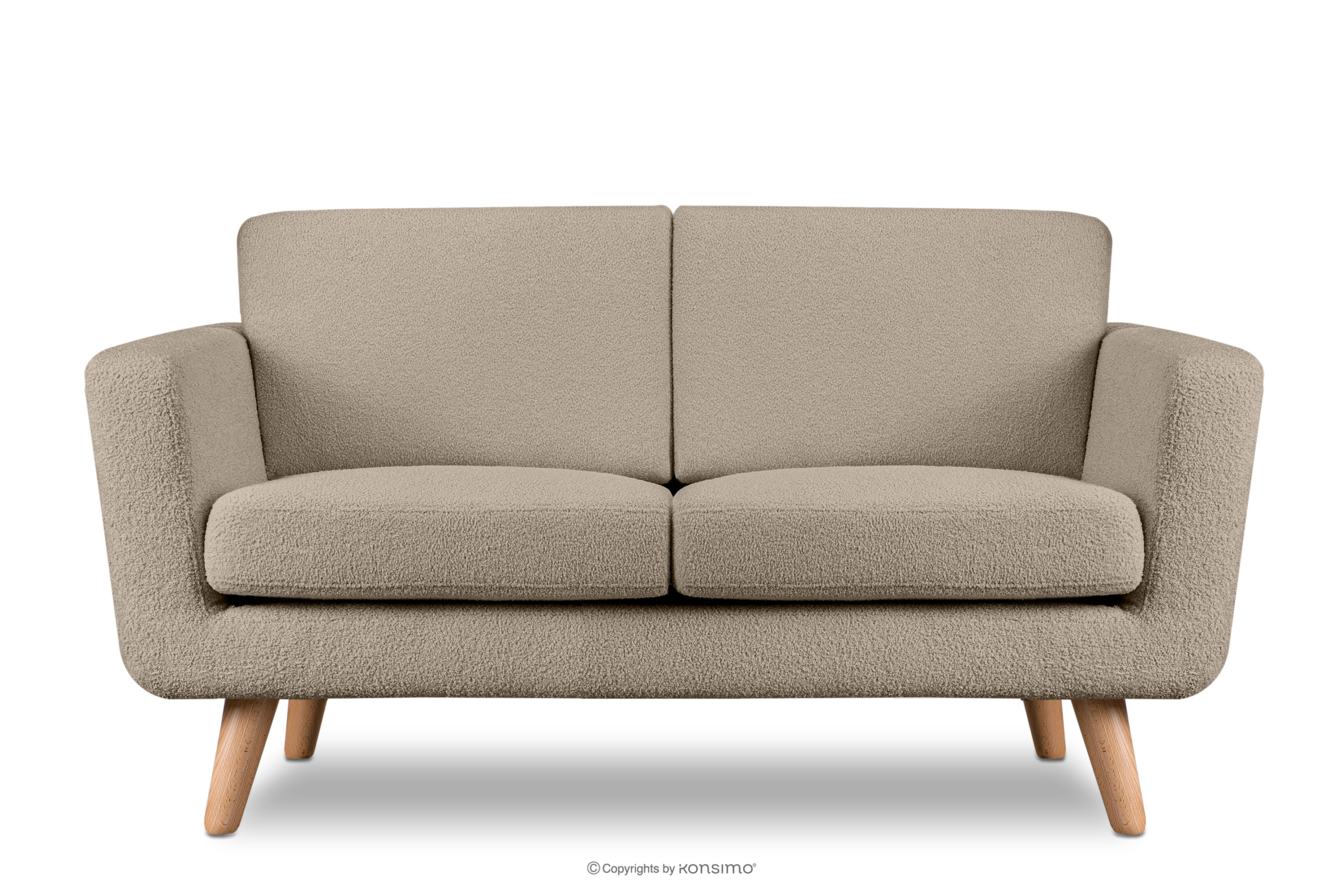 Graubeige skandinavisches 2-Sitzer-Sofa Bouclé