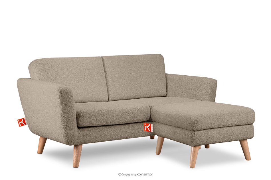 TAGIO Graubeige skandinavisches 2-Sitzer-Sofa Bouclé graubeige - Foto 5