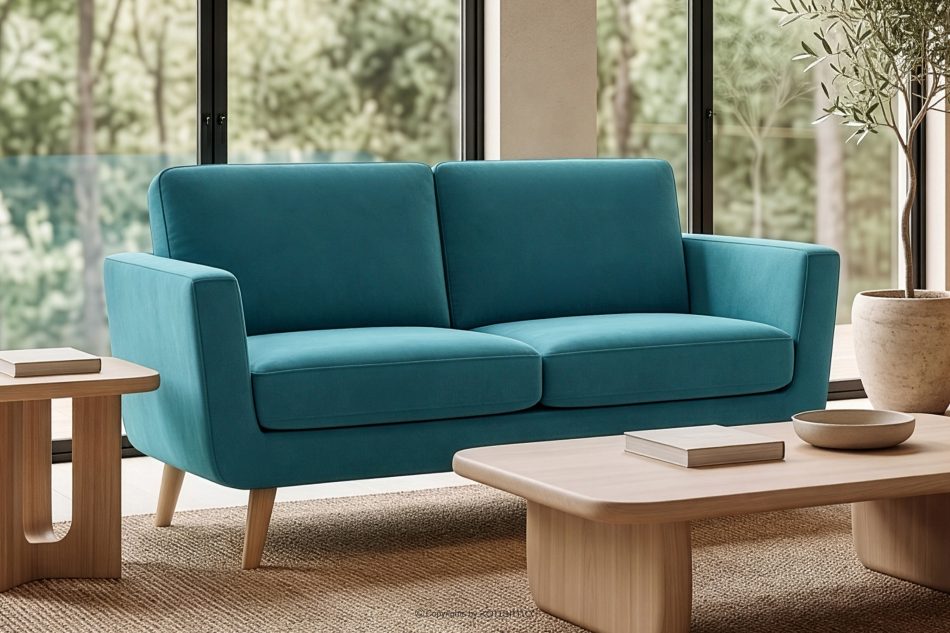 TAGIO Türkises skandinavisches 2-Sitzer-Sofa türkis - Foto 1