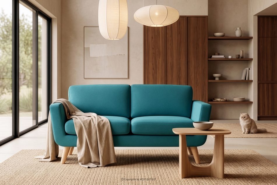 TAGIO Türkises skandinavisches 2-Sitzer-Sofa türkis - Foto 12