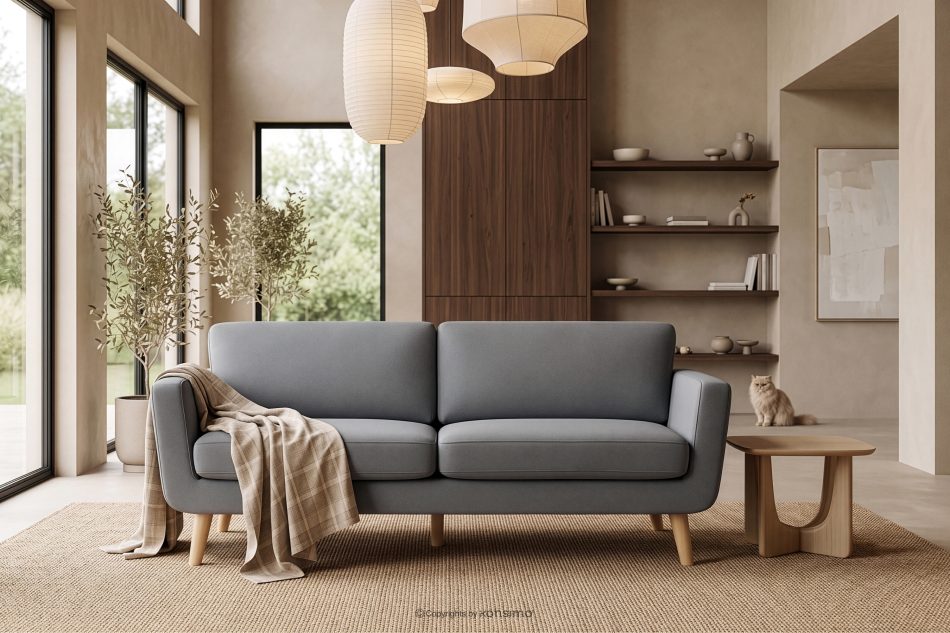 TAGIO Skandinavisches 3-Sitzer-Sofa in Grau grau - Foto 13