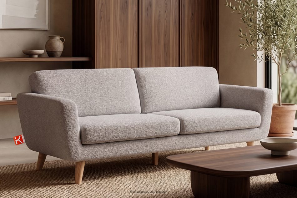 TAGIO Skandinavisches 3-Sitzer-Sofa in Hellgrau Bouclé hellgrau - Foto 1