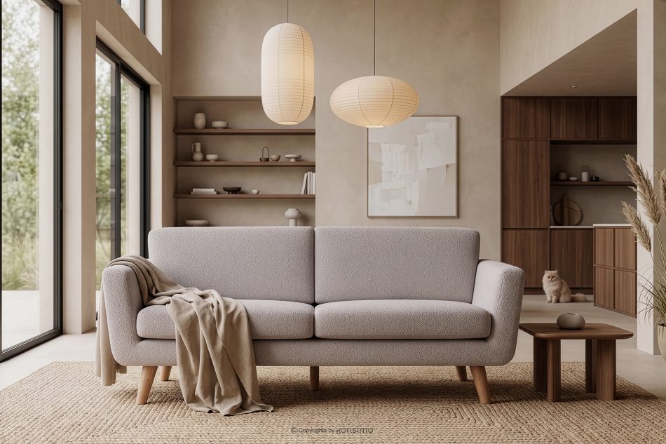 TAGIO Skandinavisches 3-Sitzer-Sofa in Hellgrau Bouclé hellgrau - Foto 12