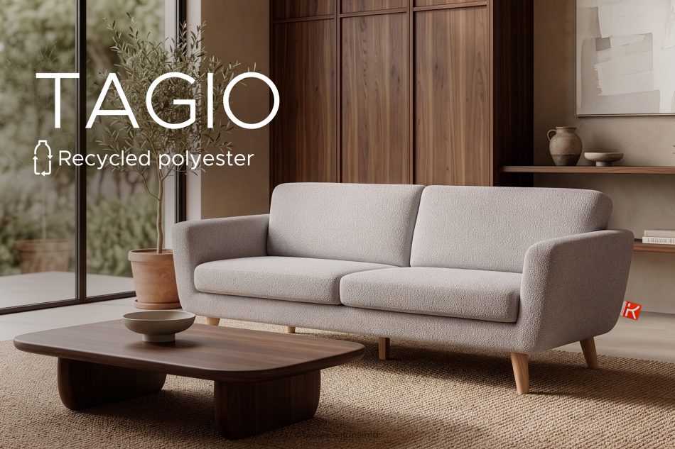 TAGIO Skandinavisches 3-Sitzer-Sofa in Hellgrau Bouclé hellgrau - Foto 14