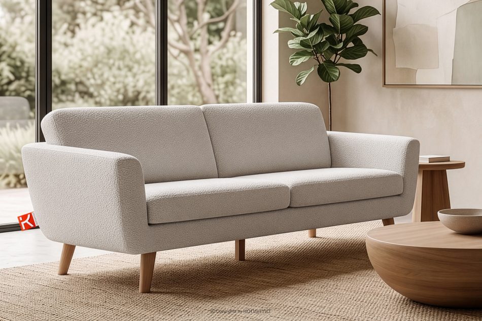 TAGIO Skandinavisches 3-Sitzer-Sofa in Weiß Bouclé weiß - Foto 1