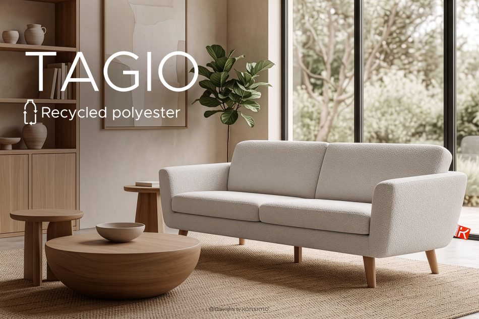 TAGIO Skandinavisches 3-Sitzer-Sofa in Weiß Bouclé weiß - Foto 14