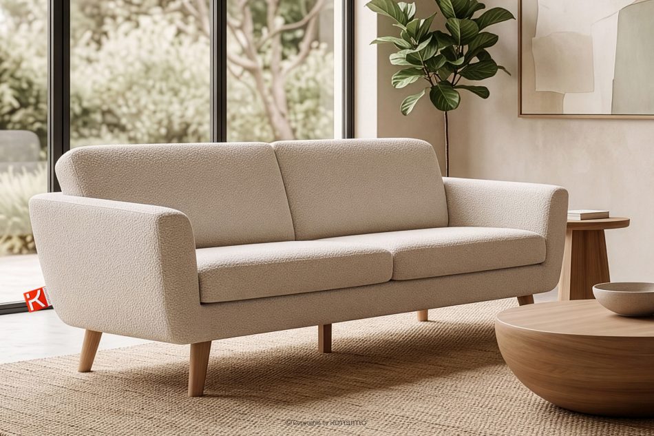 TAGIO Skandinavisches 3-Sitzer-Sofa in Creme Bouclé creme - Foto 1