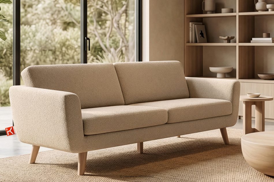 TAGIO Skandinavisches 3-Sitzer-Sofa in Beige Bouclé beige - Foto 1
