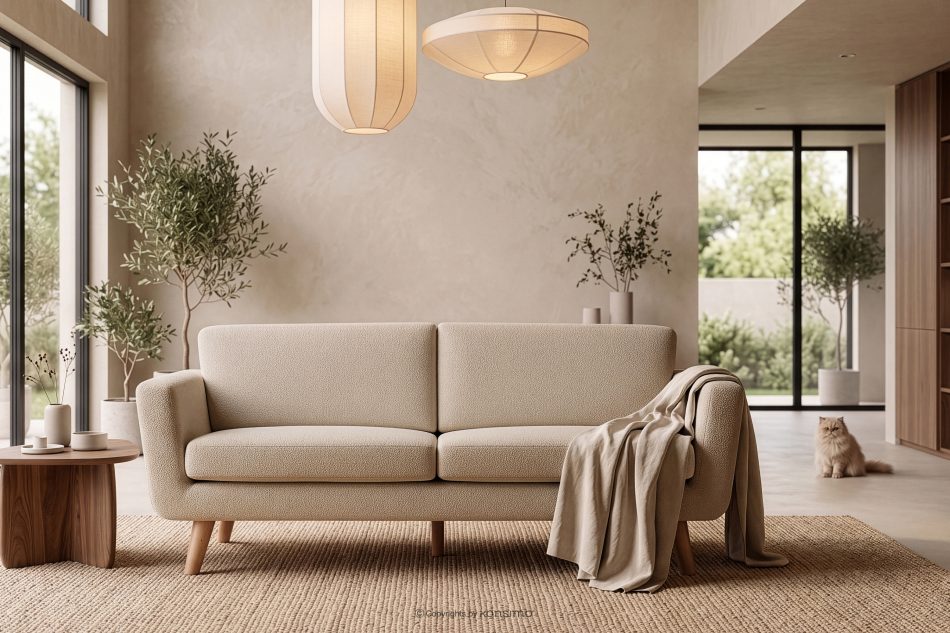 TAGIO Skandinavisches 3-Sitzer-Sofa in Beige Bouclé beige - Foto 12