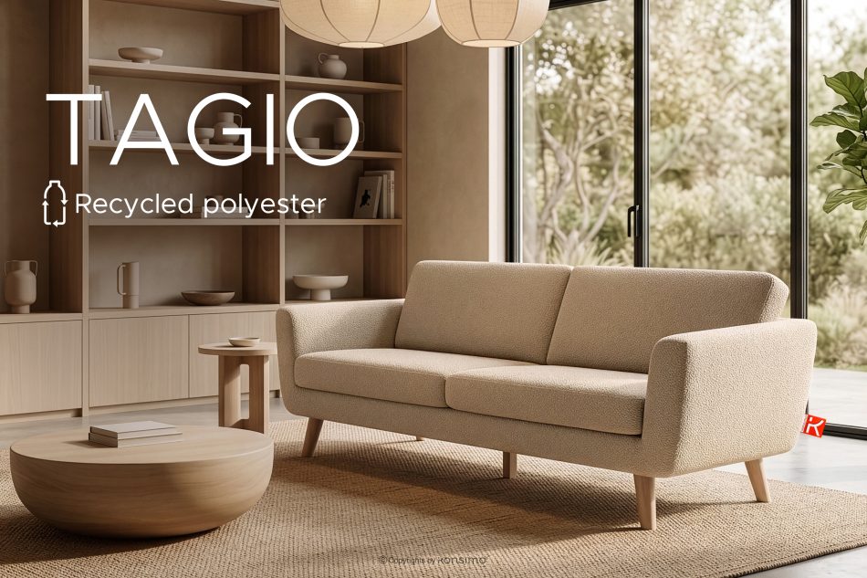 TAGIO Skandinavisches 3-Sitzer-Sofa in Beige Bouclé beige - Foto 14