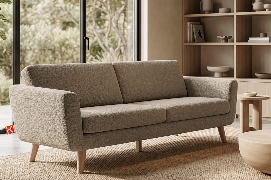 TAGIO Skandinavisches 3-Sitzer-Sofa in Graubeige Bouclé graubeige - Foto 1