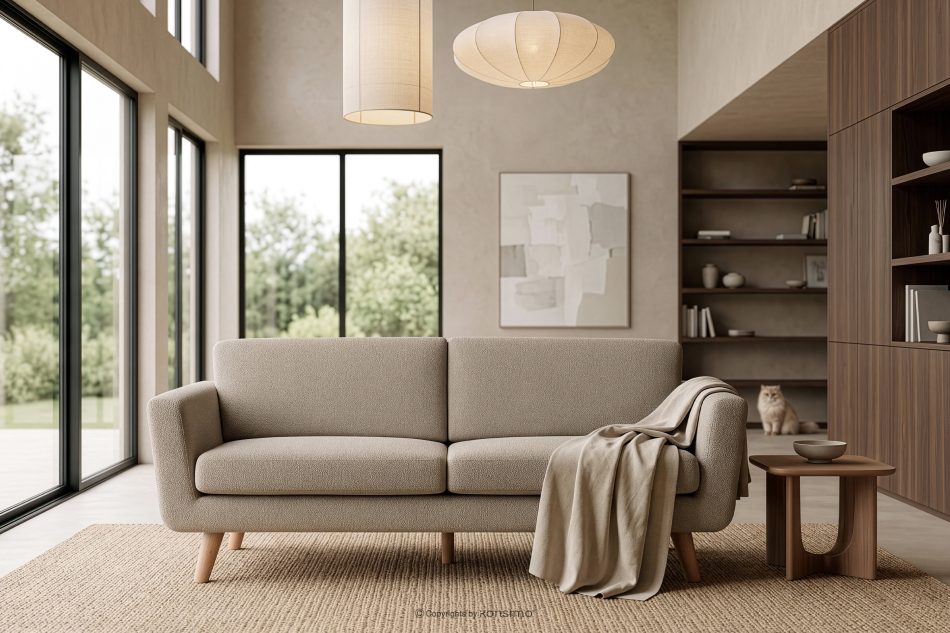 TAGIO Skandinavisches 3-Sitzer-Sofa in Graubeige Bouclé graubeige - Foto 12