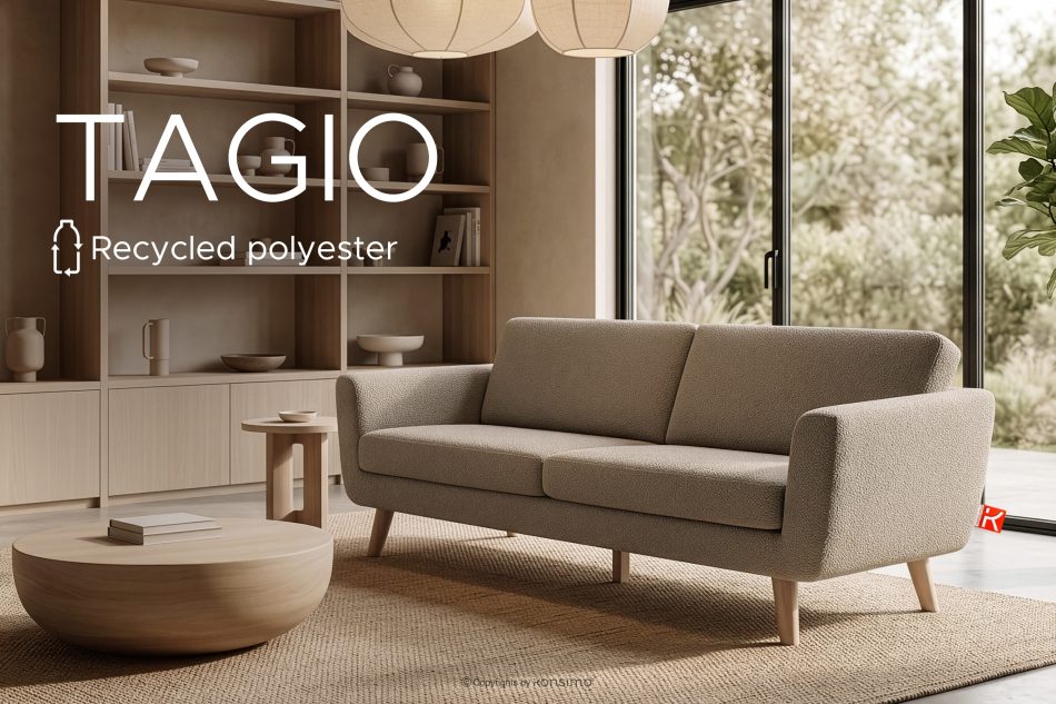 TAGIO Skandinavisches 3-Sitzer-Sofa in Graubeige Bouclé graubeige - Foto 14