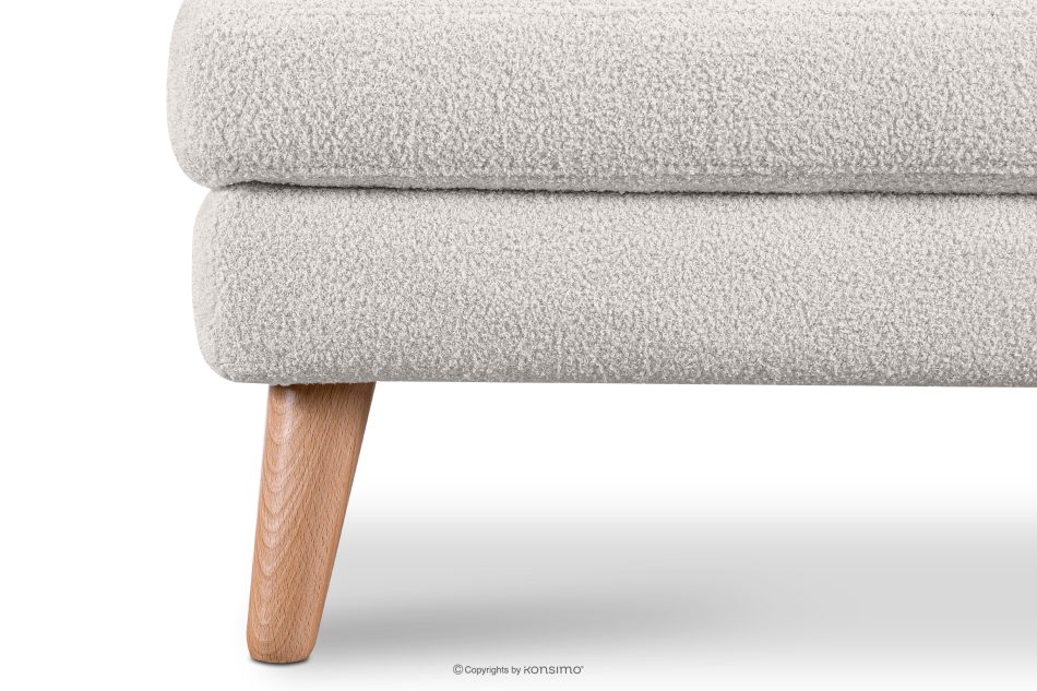 TAGIO Weißer skandinavischer Sitzhocker Bouclé weiß - Foto 3