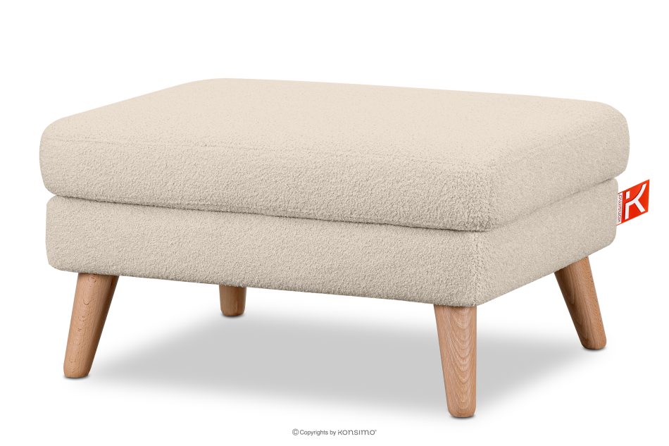 TAGIO Cremefarbener skandinavischer Sitzhocker Bouclé creme - Foto 2