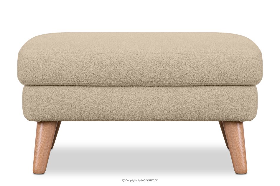 TAGIO Brauner skandinavischer Sitzhocker Bouclé beige - Foto 0