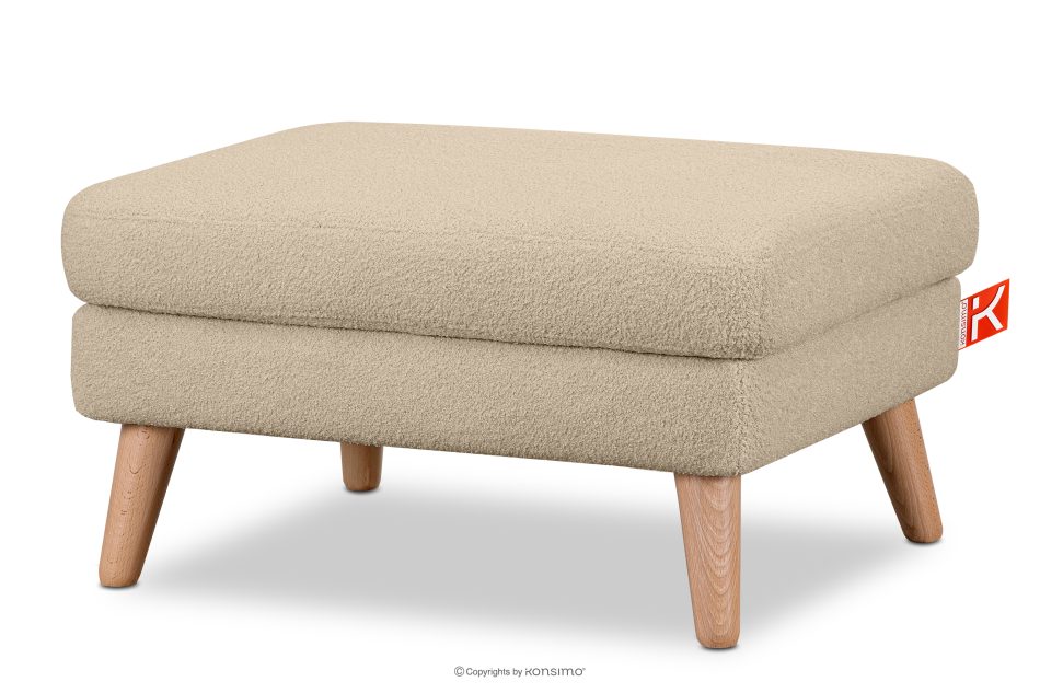 TAGIO Brauner skandinavischer Sitzhocker Bouclé beige - Foto 2