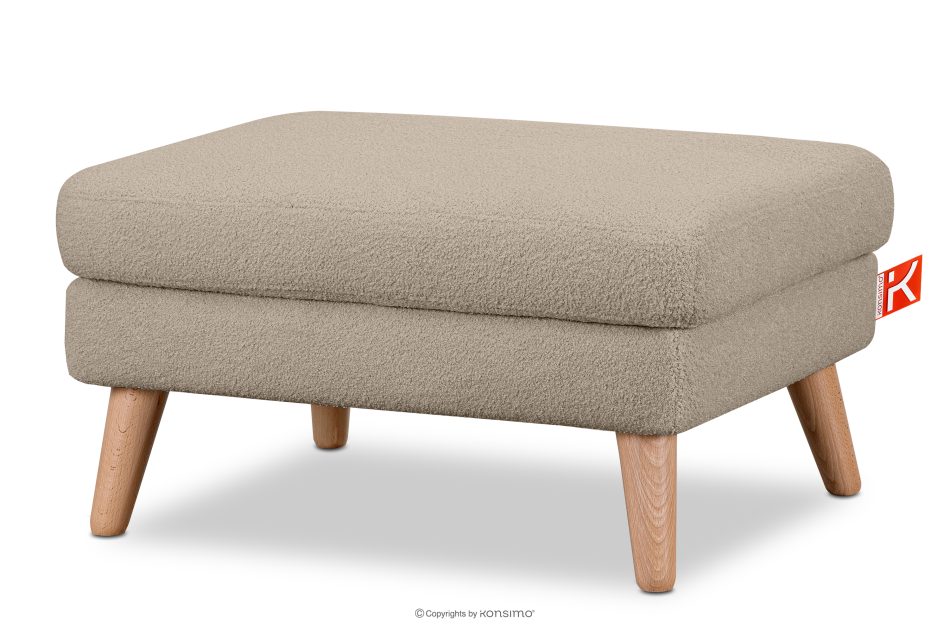 TAGIO Skandinavischer Sitzhocker aus boucle Stoff graubeige - Foto 2