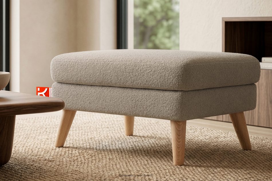 TAGIO Skandinavischer Sitzhocker aus boucle Stoff graubeige - Foto 1
