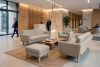 TAGIO Skandinavischer Sitzhocker aus boucle Stoff graubeige - Foto 9