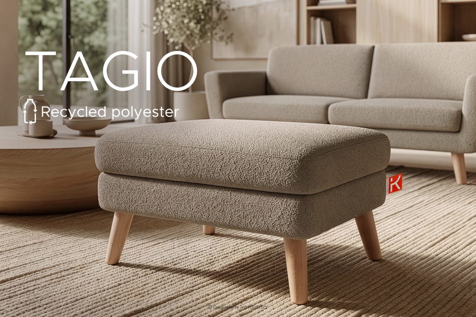 TAGIO Skandinavischer Sitzhocker aus boucle Stoff graubeige - Foto 9