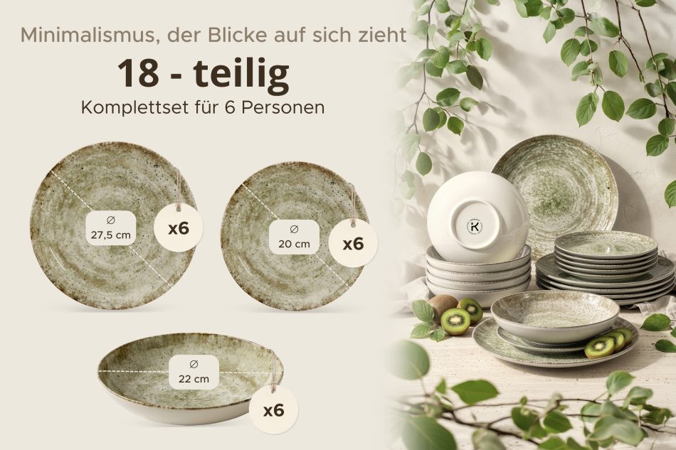 ERATO Porzellan-Tafelservice beige 6 Personen (18 tlg.) beige - Foto 8