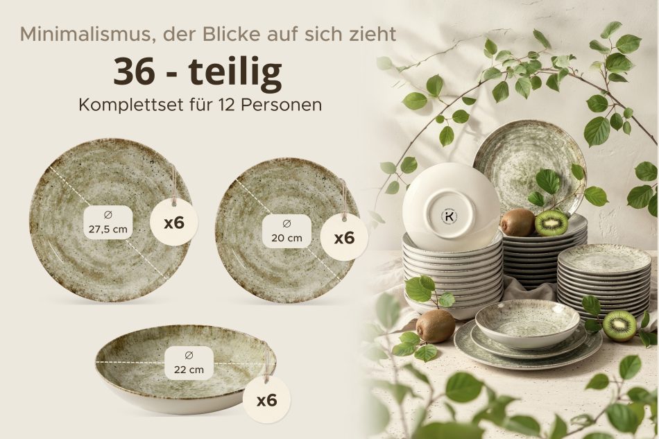 ERATO Porzellan Tafelservice beige 12 Personen (36 tlg.) beige - Foto 8