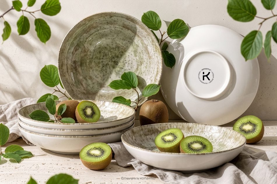 ERATO Beigefarbener Suppenteller aus Porzellan 6 tlg. beige - Foto 1
