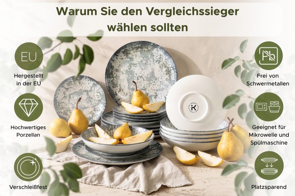 FINGO Porzellan Dessertteller boho grün mehrfarbig - Foto 5