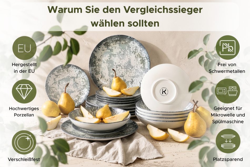 FINGO Porzellan grün boho teller teller mehrfarbig - Foto 5