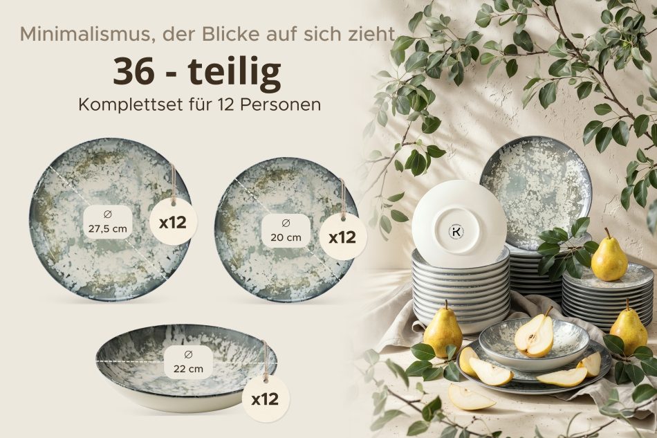 FINGO Porzellanservice boho grün 12 -Personen (36 ks.) mehrfarbig - Foto 8